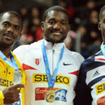getty images; Mit Justin Gatlin (mitte) & Dwain Chambers (rechts) starten zwei Ex-Dopingsünder in London
