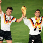 getty images; Die Weltmeister Lothar Matthäus und Pierre Littbarski sind wieder zusammen am Ball