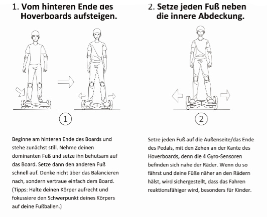 anleitung hoverboard aufsteigen
