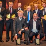 Deutsches Fußballmuseum/Schütze -- HALL-OF-FAME-Gründungsmitglieder: (oben v.l.) Günter Netzer, Paul Breitner, Matthias Sammer, Uwe Seeler, Franz Beckenbauer, Lothar Matthäus, (unten v.l.) Sepp Maier, Andreas Brehme